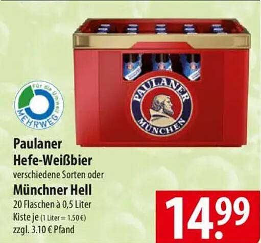 Paulaner Hefe-Weißbier oder Münchner Hell