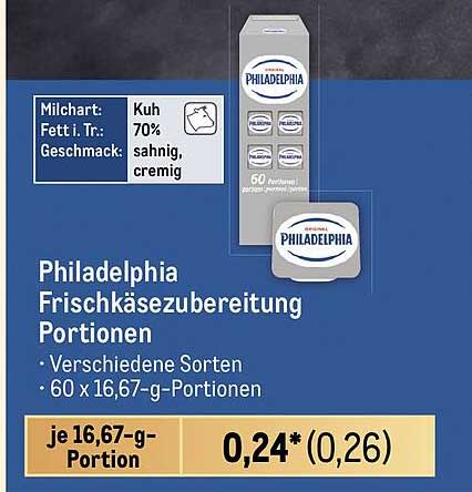 Philadelphia Frischkäsezubereitung Portionen