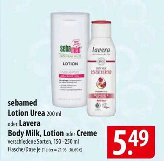 sebamed Lotion Urea oder Lavera Body Milk, Lotion oder Creme