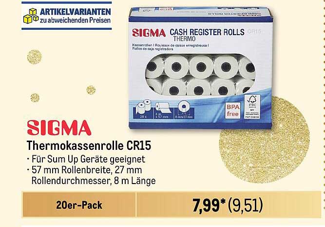 SIGMA Thermokassenrolle CR15