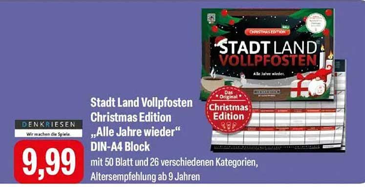 Stadt Land Vollpfosten Christmas Edition „Alle Jahre wieder“ DIN-A4 Block