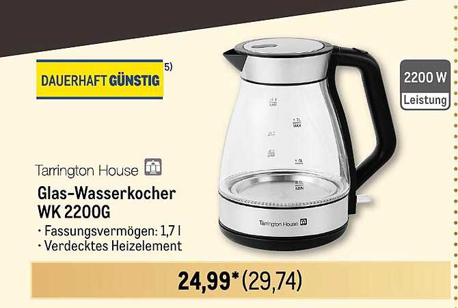 Tarrington House Glas-Wasserkocher WK 2200G