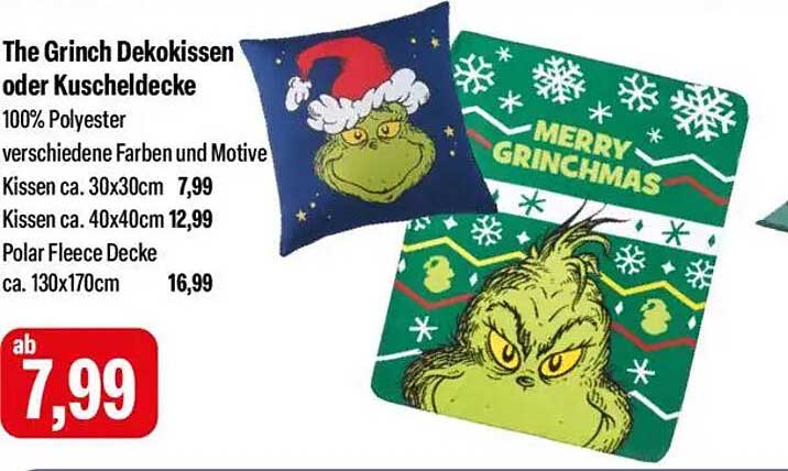 The Grinch Dekokissen oder Kuscheldecke