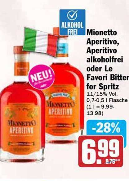 Mionetto Aperitivo, Aperitivo alkoholfrei oder Le Favori Bitter for Spritz