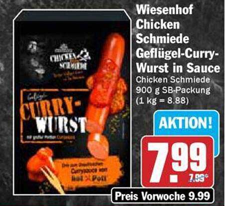 Wiesenhof Chicken Schmiede Geflügel-Curry-Wurst in Sauce