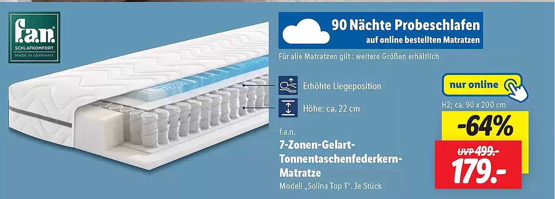 7-Zonen-Gelart-Tonnen-Taschenfederkern-Matratze