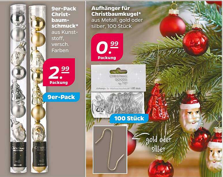 9er-Pack Christbaumschmuck*  
Aufhänger für Christbaumkugel*