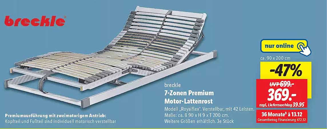 breckle 7-Zonen Premium Motor-Lattenrost