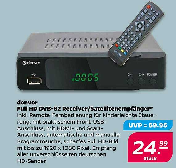 denver Full HD DVB-S2 Receiver/Satellitenempfänger