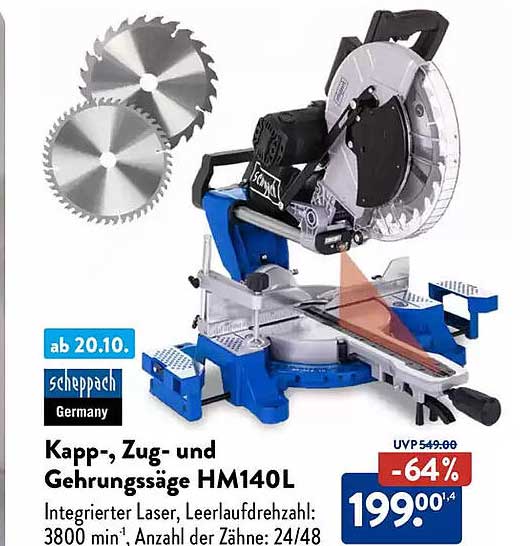 Kapp-, Zug- und Gehrungssäge HM140L