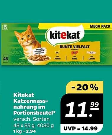 Kitekat Katzennassnahrung im Portionsbeutel* Bunte Vielfalt