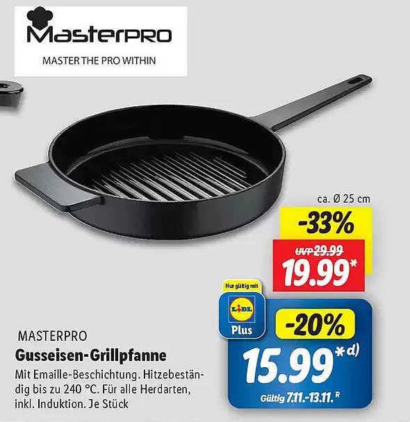 Masterpro Gusseisen-Grillpfanne