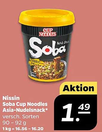 Nissin Soba Cup Noodles Asia-Nudelsnack