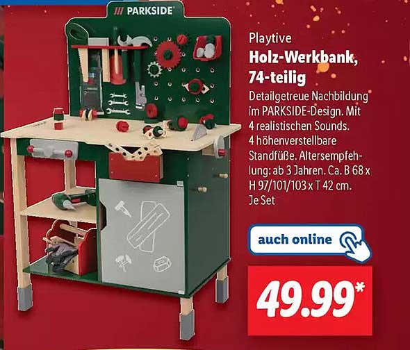 Parkside Holz-Werkbank, 74-teilig