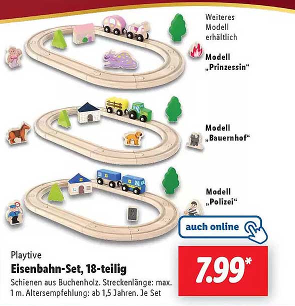 Playtive Eisenbahn-Set, 18-teilig