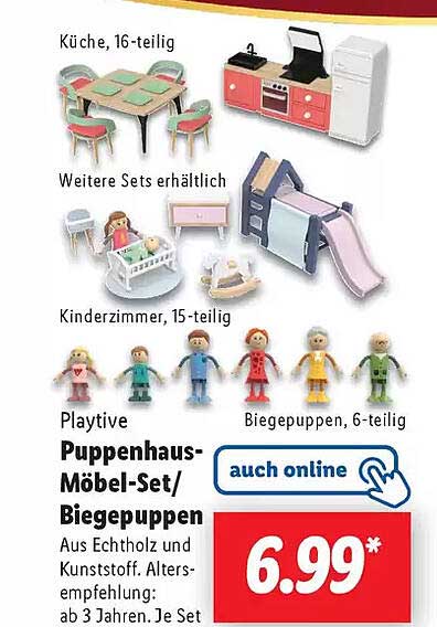 Playtive Puppenhaus-Möbel-Set/ Biegepuppen