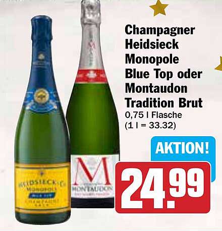 Champagner Heidsieck Monopole Blue Top oder Montaudon Tradition Brut