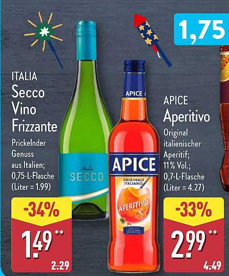 ITALIA Secco Vino Frizzante  
APICE Aperitivo