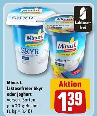 Minus L laktosefreier Skyr oder Joghurt