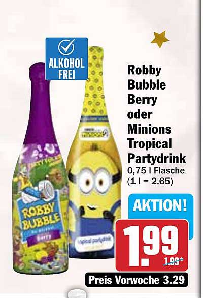 Robby Bubble Berry oder Minions Tropical Partydrink