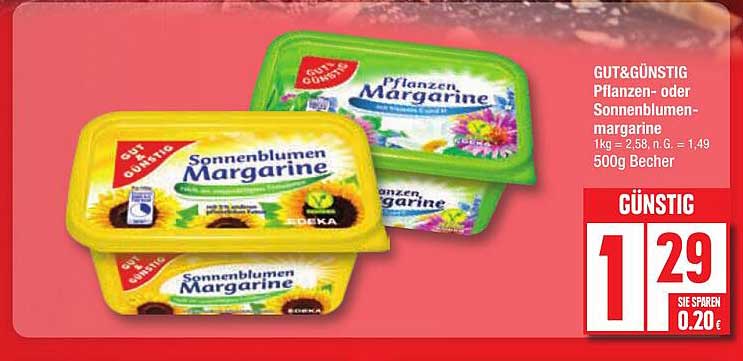 GUT&GÜNSTIG Pflanzen- oder Sonnenblumenmargarine