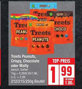 Treets Peanuts, Crispy, Chocolate oder Malty