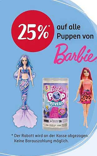 25% auf alle Puppen von Barbie