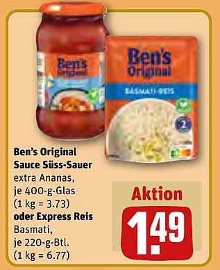 Ben's Original Sauce Süß-Sauer oder Express Reis Basmati