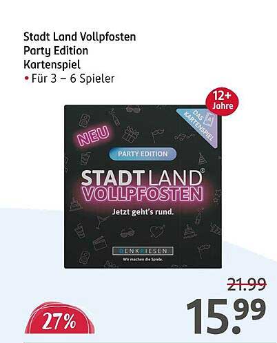 STADT LAND VOLLPFOSTEN Party Edition Kartenspiel