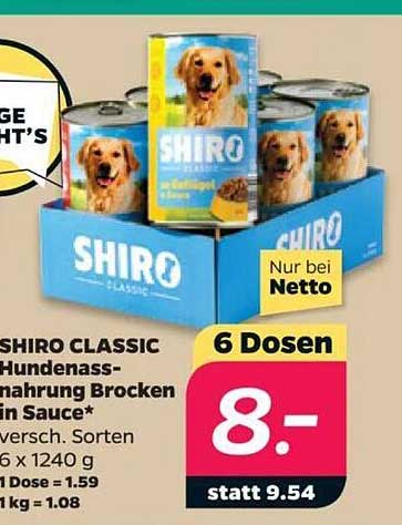 SHIRO CLASSIC Hundenassnahrung Brocken in Sauce*