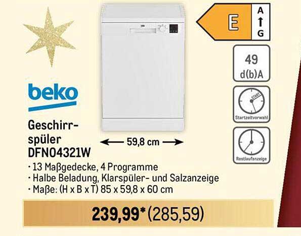 Beko Geschirrspüler DFN04321W