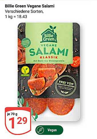 Billie Green Vegane Salami Klassik