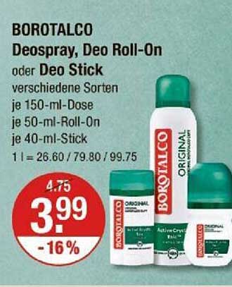 BOROTALCO Deospray, Deo Roll-On oder Deo Stick