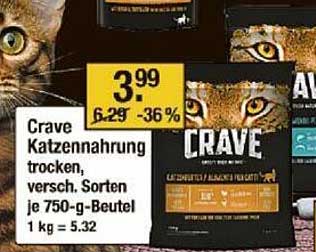 Crave Katzennahrung trocken, versch. Sorten