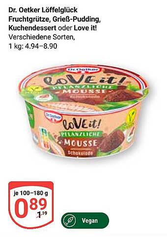 Dr. Oetker Löffelglück Pflanzenliche Mousse