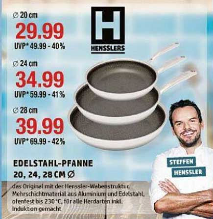 EDELSTAHL-PFANNE 20, 24, 28 CM Ø