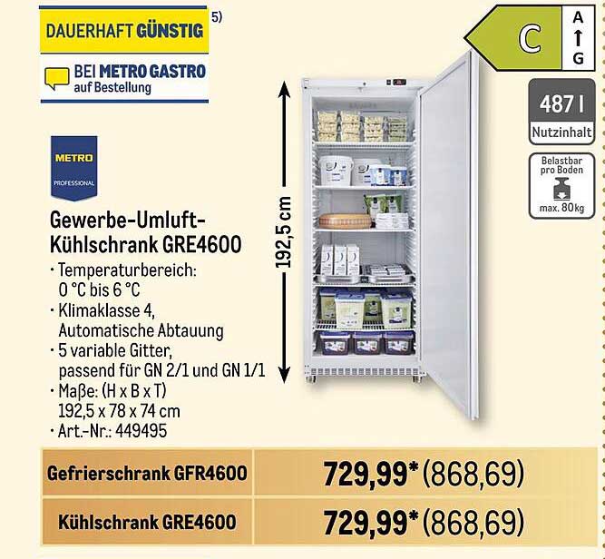 Gewerbe-Umluft-Kühlschrank GRE4600