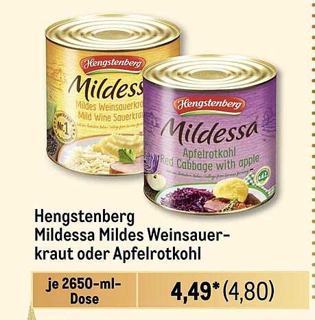 Hengstenberg Mildessa Mildes Weinsauer- kraut oder Apfelrotkohl