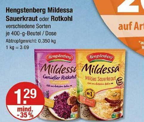 Hengstenberg Mildessa Sauerkraut oder Rotkohl