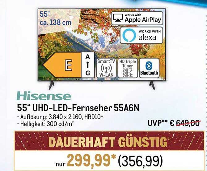 Hisense 55“ UHD-LED-Fernseher 55A6N