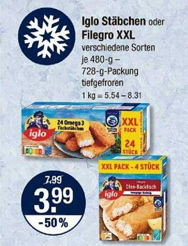 Iglo Stäbchen oder Filegro XXL