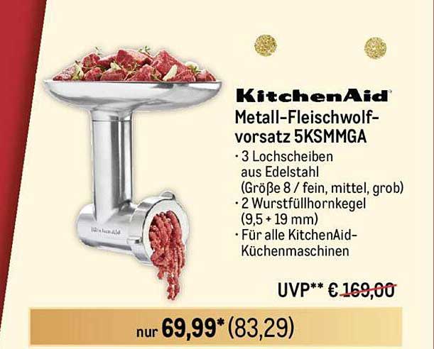 KitchenAid Metall-Fleischwolf-vorsatz 5KSMGA