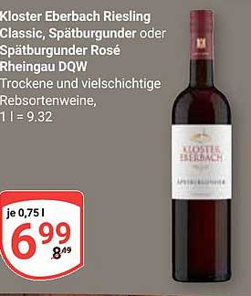 Kloster Eberbach Riesling Classic, Spätburgunder oder Spätburgunder Rosé Rheingau DQW