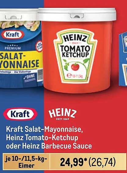 Kraft Salat-Mayonnaise, Heinz Tomato-Ketchup oder Heinz Barbecue Sauce