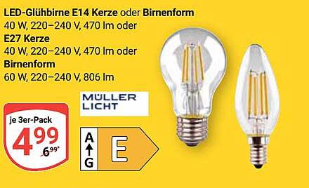 LED-Glühbirne E14 Kerze oder Birnenform