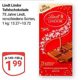 Lindt Lindor Tafelschokolade