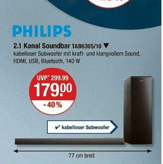 PHILIPS 2.1 Kanal Soundbar TAB6305/10