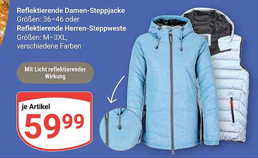 Reflektierende Damen-Steppjacke oder Reflektierende Herren-Steppweste