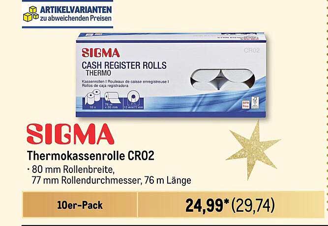 SIGMA Thermokassenrolle CR02