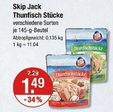 Skip Jack Thunfisch Stücke